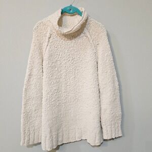 Moth by Anthropologie Cozy Textured Turtleneck Sweater Cream Size Medium